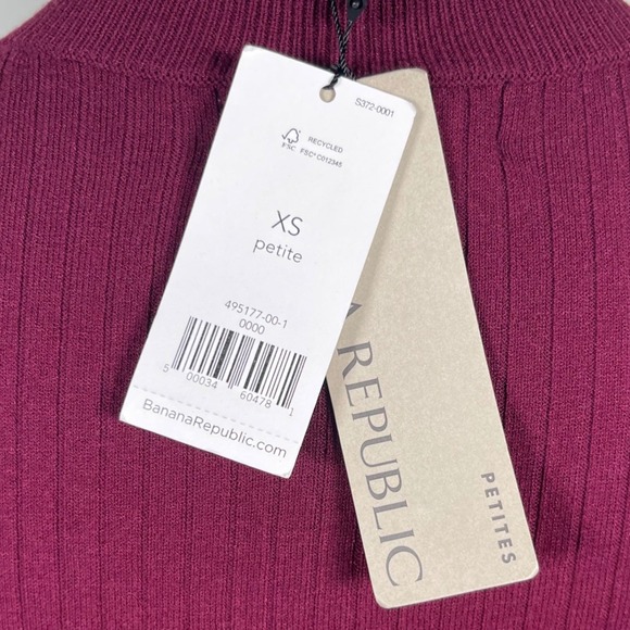 NWT Banana Republic Petite XS Ribbed Knit Midi Dress Burgundy Long Sleeve‎ - Picture 7 of 12